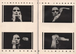 Jolán Simon on a still of György Gerő’s movie, Dokumentum, 1927/1, 20–21. Kassák Museum.

